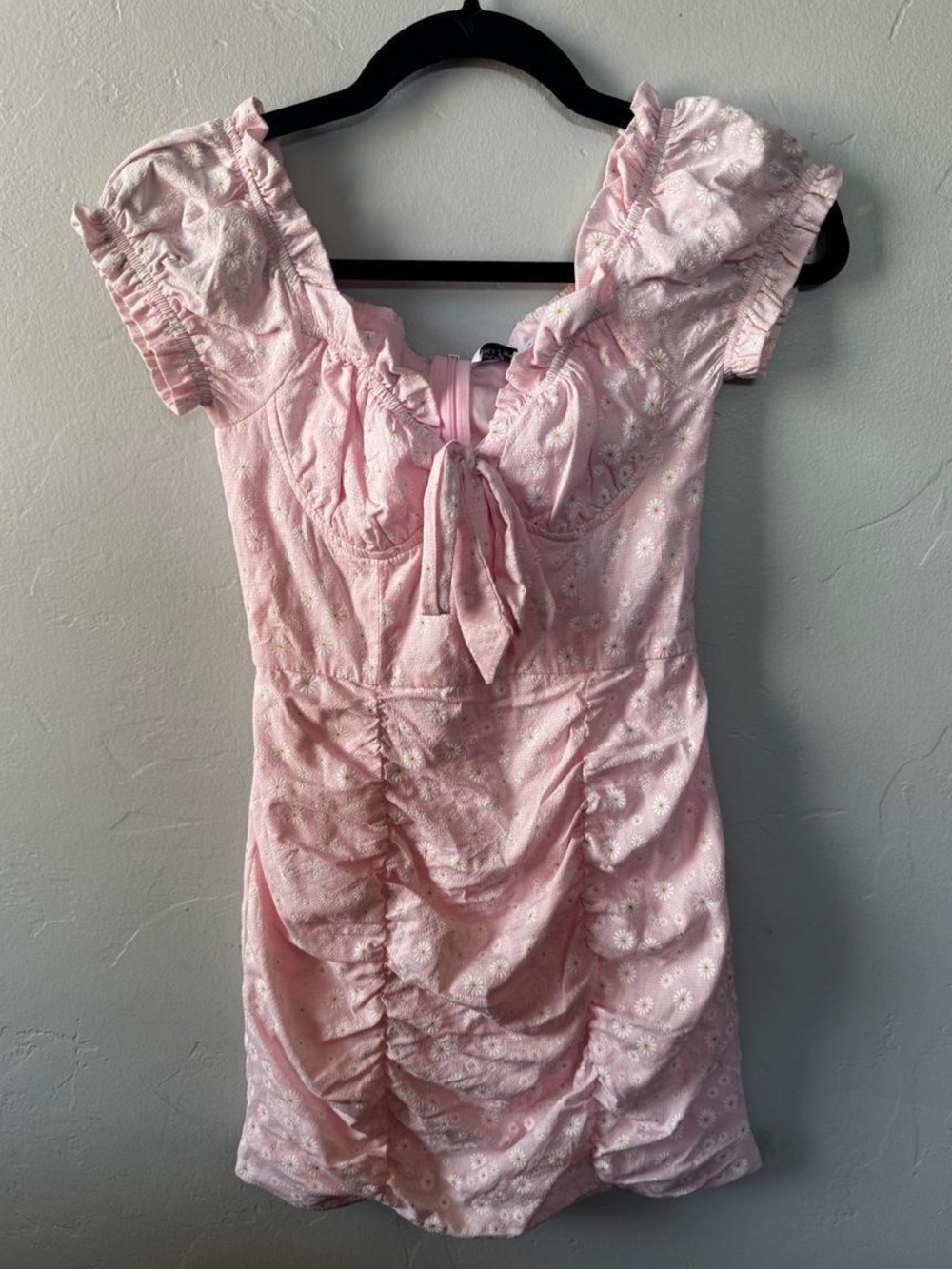 Princess Polly Light Pink Floral Tie-Front Mini Dress